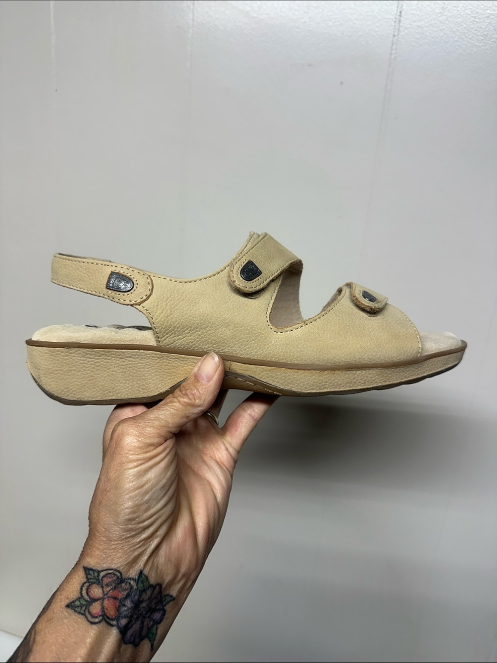 SoftWalk Beige Open-Back Comfort Sandal